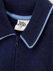 JoJo Maman Bébé Navy Blue Race Car Appliqué Half Zip Sweatshirt - Image 4 of 4