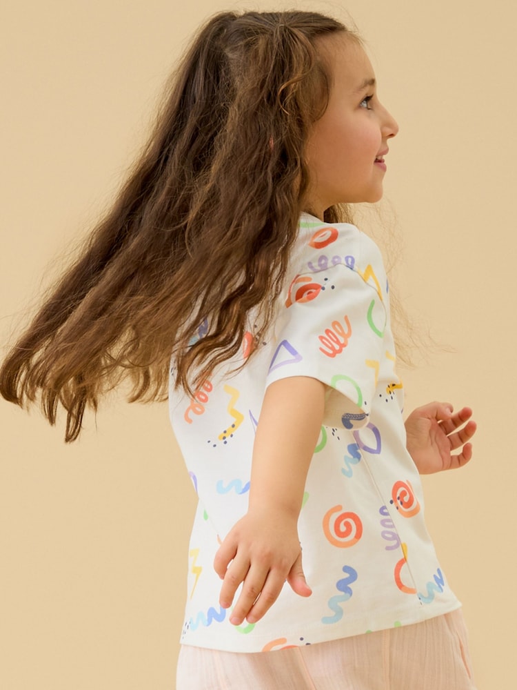 KIDLY by MORI Cream All Over Print Soft Cotton Oversized T-Shirt - Image 2 of 6