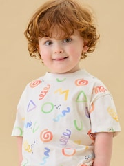 KIDLY by MORI Cream All Over Print Soft Cotton Oversized T-Shirt - Image 4 of 6