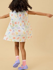 KIDLY by MORI Cream All Over Print Soft Cotton Jersey Dress - Image 2 of 5