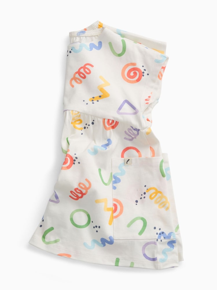 KIDLY by MORI Cream All Over Print Soft Cotton Jersey Dress - Image 5 of 5