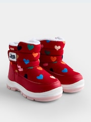 JoJo Maman Bébé Red Heart Cosy Lined Snow Boots - Image 1 of 4