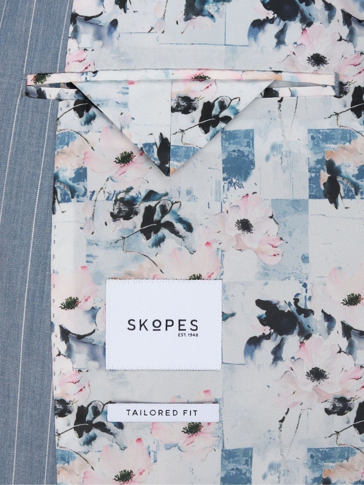 Skopes Blue Levins Tailored Fit Stripe Suit Jacket - Image 6 of 6
