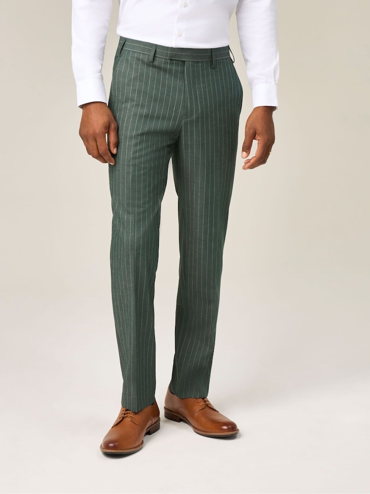 Skopes Green Levins Tailored Fit Stripe Suit Trousers - Image 1 of 4