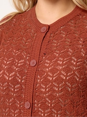 Yours Curve Brown Button Through Short Sleeve Top - Image 4 of 5