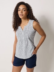M&Co Blue Cotton Sleeveless Henley Tops 2 Pack - Image 2 of 8