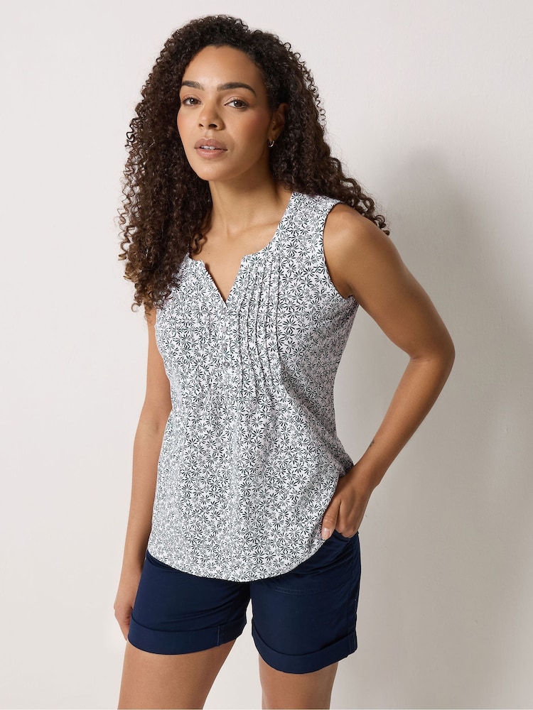 M&Co Blue Cotton Sleeveless Henley Tops 2 Pack - Image 2 of 8