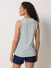 M&Co Blue Cotton Sleeveless Henley Tops 2 Pack - Image 4 of 8