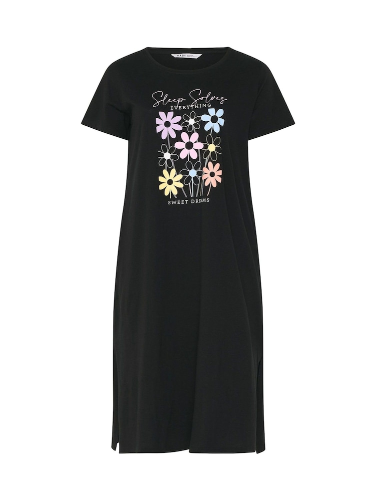 Yours Curve Black Midaxi Nightdress 2 Pack - Image 2 of 8 Yours Curve Black Midaxi Nightdress 2 Pack - Image 2 of 8