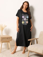 Yours Curve Black Midaxi Nightdress 2 Pack - Image 4 of 8