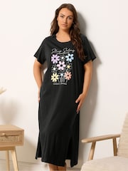 Yours Curve Black Midaxi Nightdress 2 Pack - Image 5 of 8