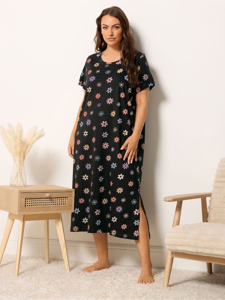 Yours Curve Black Midaxi Nightdress 2 Pack - Image 8 of 8 Yours Curve Black Midaxi Nightdress 2 Pack - Image 8 of 8