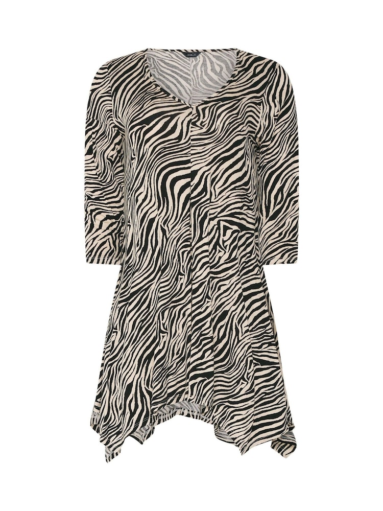 M&Co Black Zebra Print Hanky Hem Top - Image 5 of 5