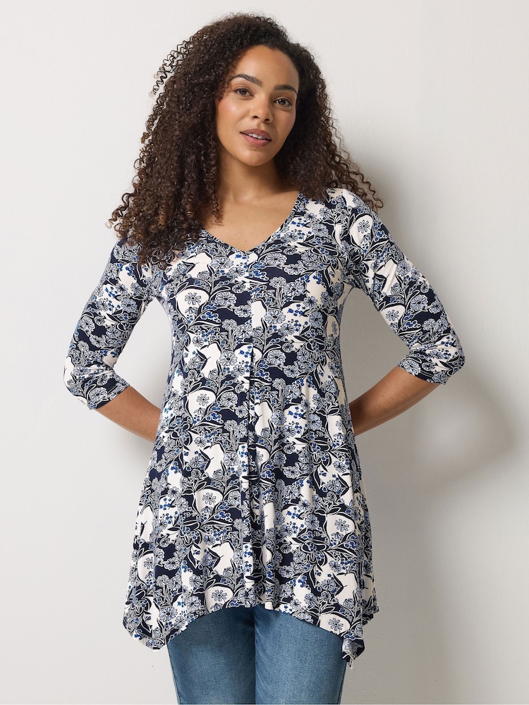 M&Co Blue Hanky Hem Top - Image 1 of 5