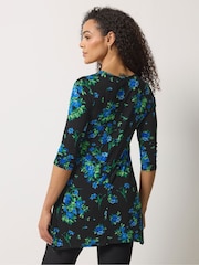 M&Co Black Floral Hanky Hem Top - Image 3 of 5