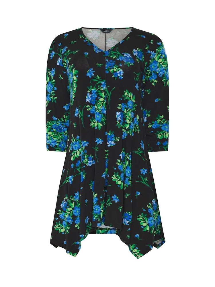 M&Co Black Floral Hanky Hem Top - Image 5 of 5