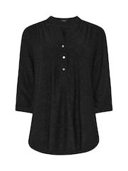 M&Co Black Jacquard Detail Half Placket Shirt - Image 5 of 5