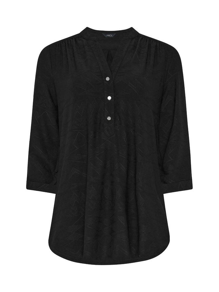 M&Co Black Jacquard Detail Half Placket Shirt - Image 5 of 5