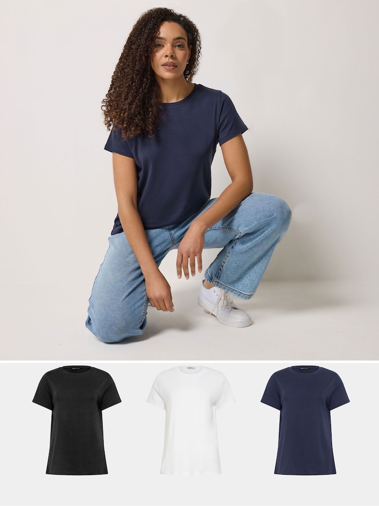 M&Co Black Short Sleeve Crew Neck T-Shirts 3 Pack - Image 1 of 10