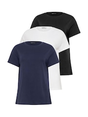 M&Co Black Short Sleeve Crew Neck T-Shirts 3 Pack - Image 7 of 10