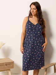 Yours Curve Blue Cherry Hearts Lace Chemise - Image 1 of 5