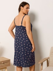 Yours Curve Blue Cherry Hearts Lace Chemise - Image 3 of 5