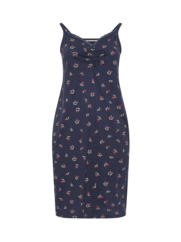 Yours Curve Blue Cherry Hearts Lace Chemise - Image 5 of 5