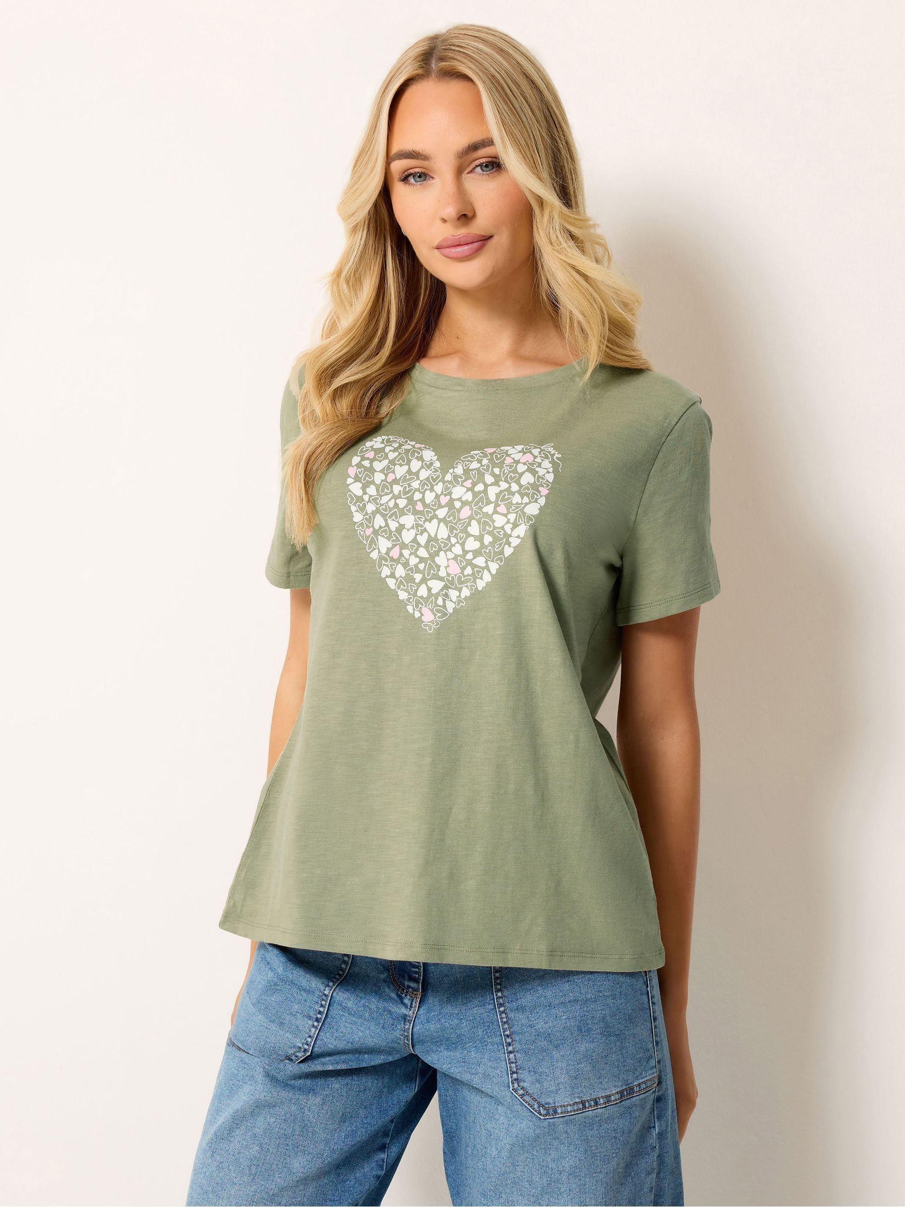 M & Co Women's Green Placement Print T-Shirt