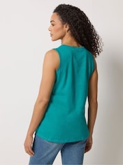 M&Co Green Cotton Sleeveless Henley Top - Image 3 of 5