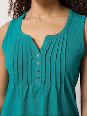 M&Co Green Cotton Sleeveless Henley Top - Image 4 of 5