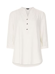 M&Co Cream Jacquard Detail Half Placket Shirt - Image 5 of 5