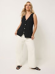 Yours Curve Black Knitted Elongated Waistcoat - Image 2 of 5