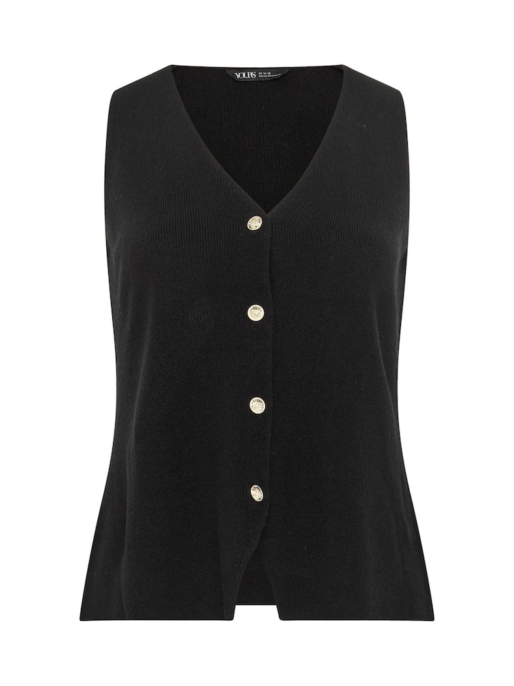 Yours Curve Black Knitted Elongated Waistcoat - Image 5 of 5