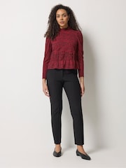 M&Co Red Abstract Print Shirred Top - Image 3 of 6