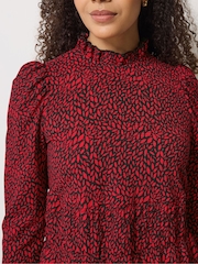 M&Co Red Abstract Print Shirred Top - Image 4 of 6