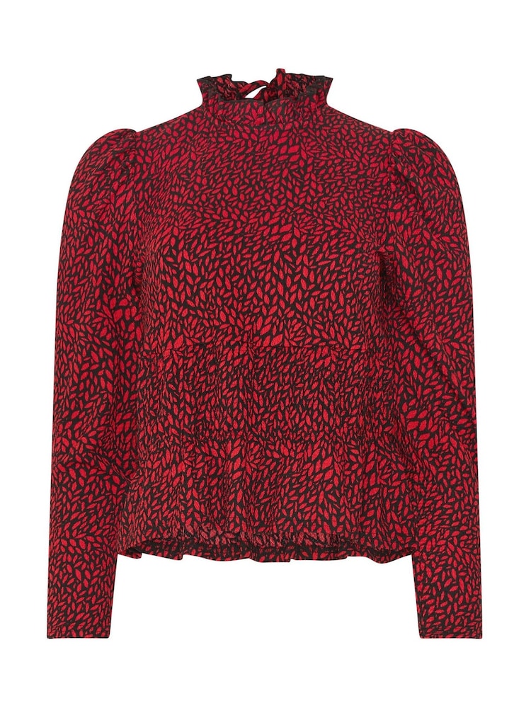 M&Co Red Abstract Print Shirred Top - Image 6 of 6