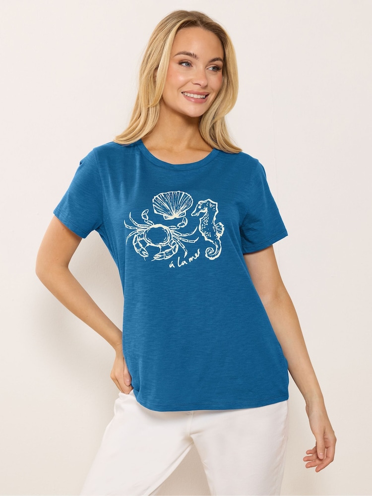 تيشرت بطبعة جرافيك من M&Co A La Mer - صورة 1 من 5