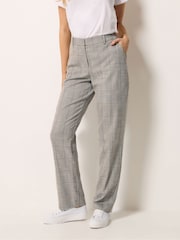 M&Co Brown Check Tailored Straight Leg Trousers - Image 1 of 5