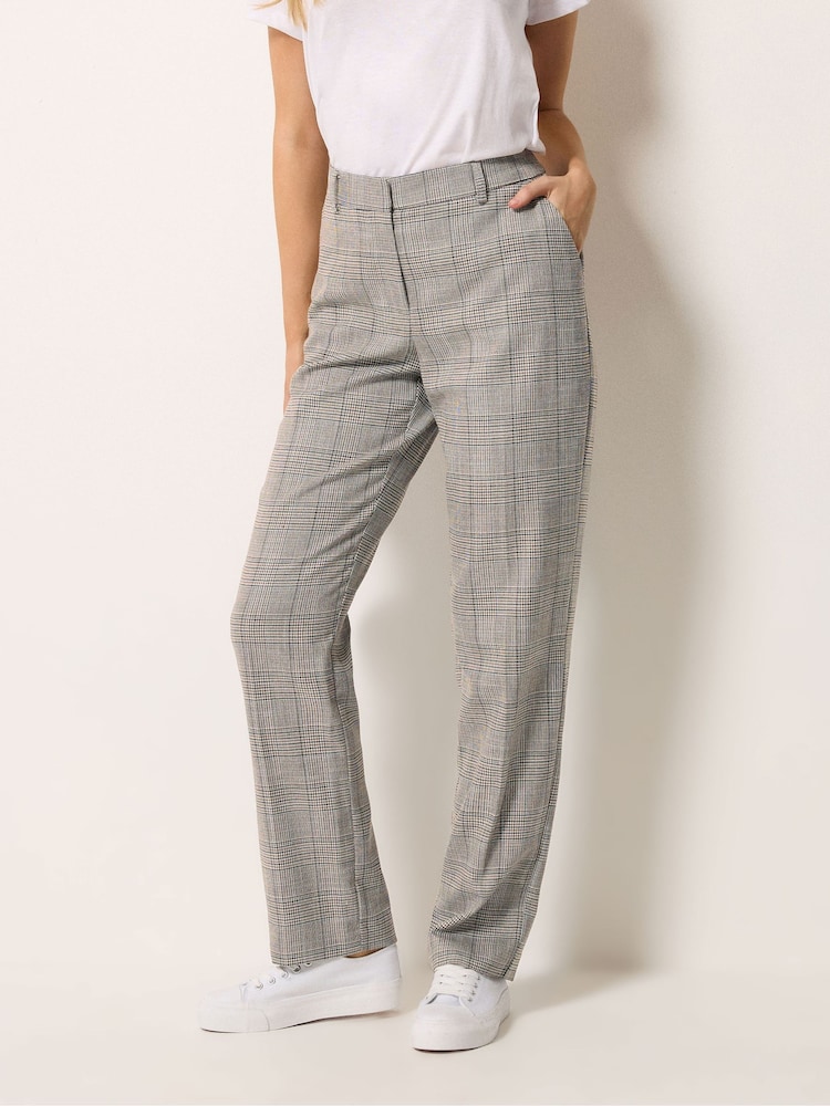 M&Co Brown Check Tailored Straight Leg Trousers - Image 1 of 5