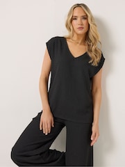 שחור - Long Tall Sally חולצת טי עם מרקם בועות בשרוולים - תמונה 1 מתוך 5