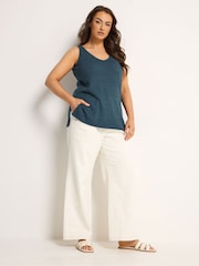 Yours Curve Blue Knitted Vest Top - Image 2 of 6