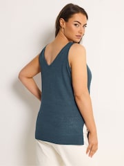 Yours Curve Blue Knitted Vest Top - Image 3 of 6