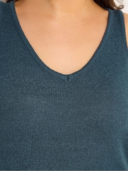 Yours Curve Blue Knitted Vest Top - Image 4 of 6