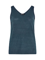 Yours Curve Blue Knitted Vest Top - Image 6 of 6