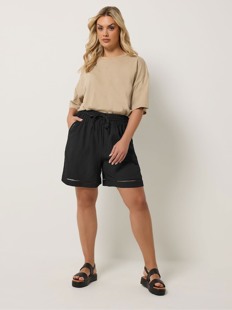 Yours Curve Black Ladder Detail Shorts - Image 2 of 5 Yours Curve Black Ladder Detail Shorts - Image 2 of 5