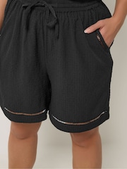 Yours Curve Black Ladder Detail Shorts - Image 4 of 5