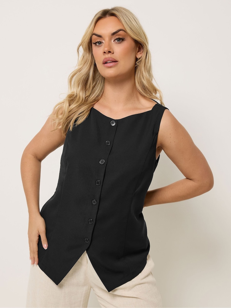 Yours Curve Black Elongated Waistcoat - Image 1 of 6 Yours Curve Black Elongated Waistcoat - Image 1 of 6