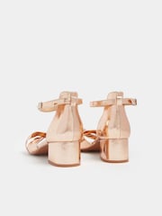 Yours Curve Gold E Wide Fit Twist Front Low Block Sandals - Image 3 of 4