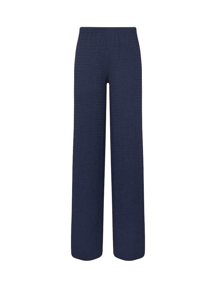 Long Tall Sally Blue Bubble Textured Wide Leg Trousers - Image 5 of 5