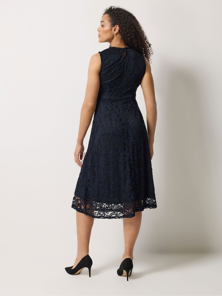 M&Co Navy Lace Lined Skater Dress - Image 2 of 5
